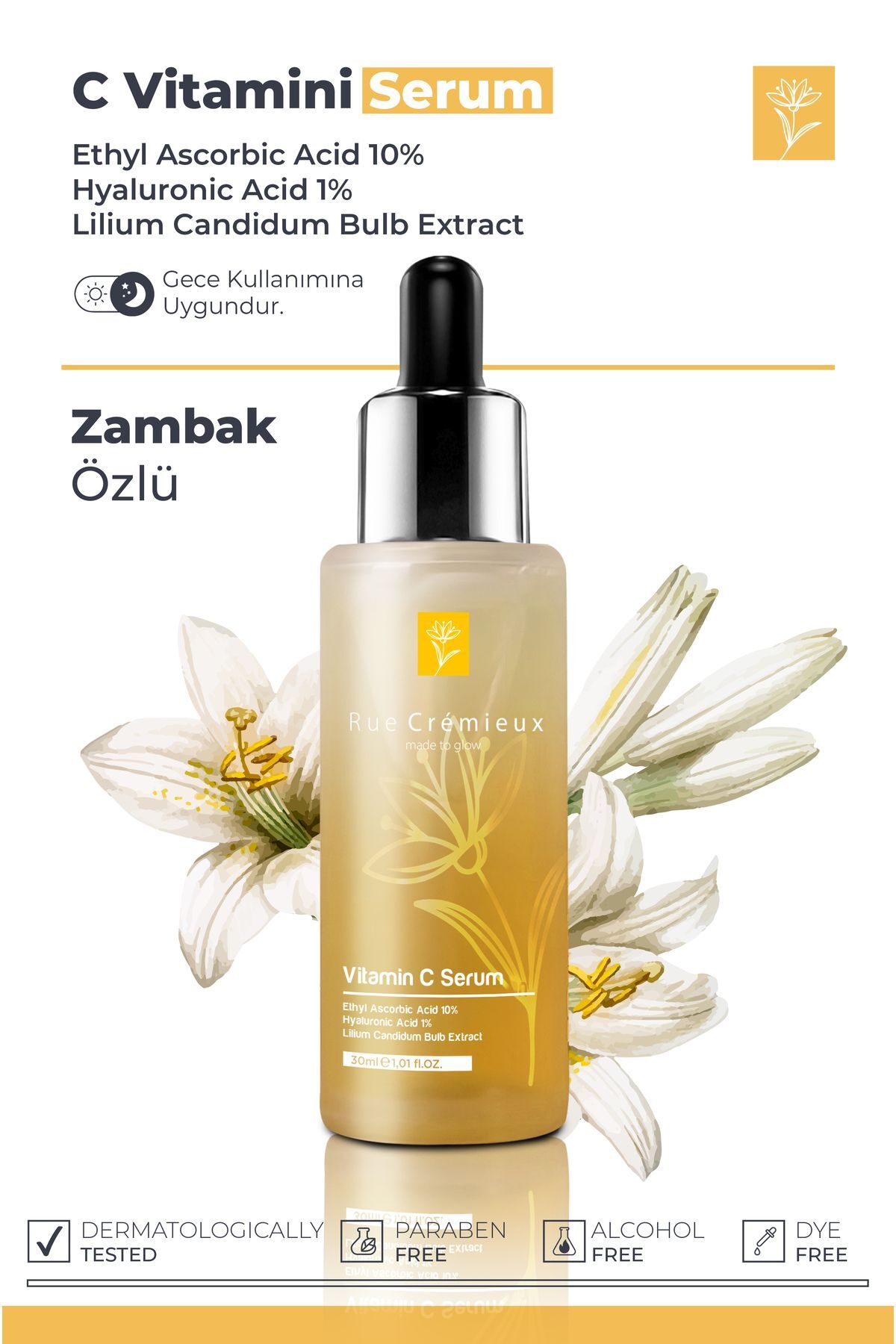 C Vitamini Aydınlatıcı Ve Ton Eşitleyici Zambak Özlü Bakım Serumu-ethyl Ascorbic Acid %10 Hya %1-tk