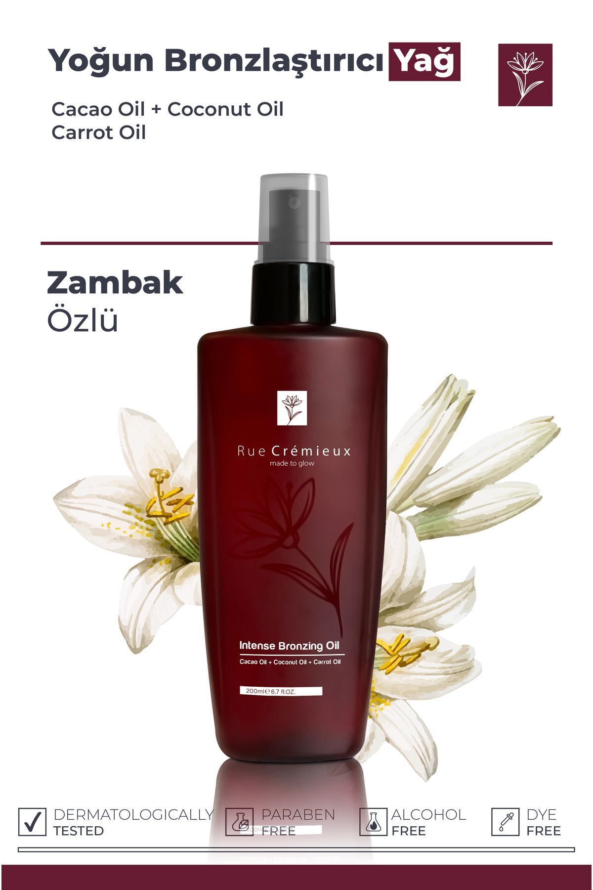Yoğun Bronzlaştırıcı Yağ Sprey 200ml ( Kakao Yağı + Hindistan Cevizi Yağı + Havuç Yağı ) - Tk